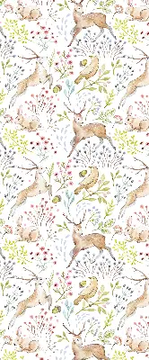 Fabric roller blind with roe deer print