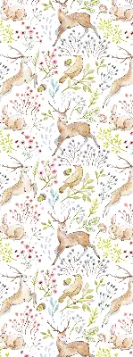 Fabric roller blind with roe deer print