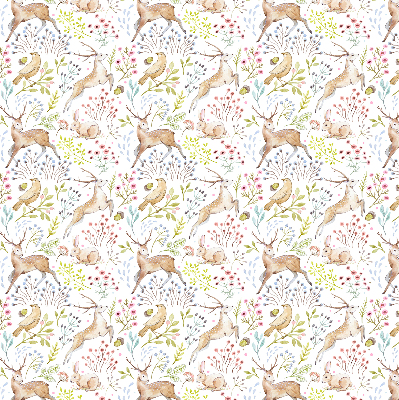 Fabric roller blind Roe deer and deer