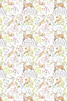 Fabric roller blind with roe deer print