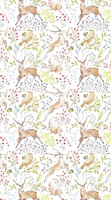 Fabric roller blind with roe deer print