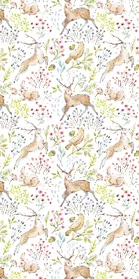 Fabric roller blind with roe deer print