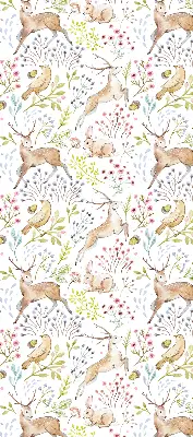 Fabric roller blind with roe deer print