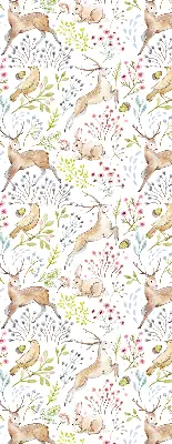 Fabric roller blind with roe deer print