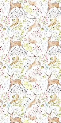 Fabric roller blind with roe deer print