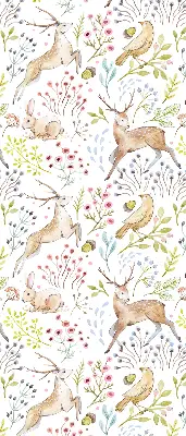 Fabric roller blind with roe deer print