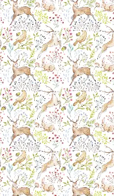 Fabric roller blind with roe deer print