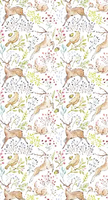 Fabric roller blind with roe deer print