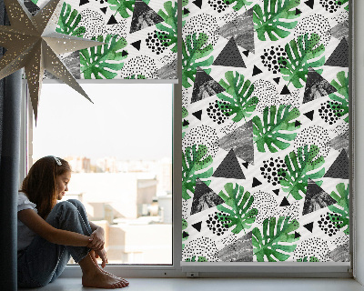 Modern roller blind Leaves triangles dots