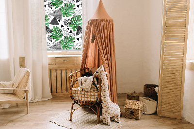 Modern roller blind Leaves triangles dots