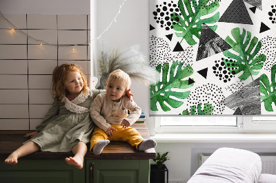 Modern roller blind Leaves triangles dots