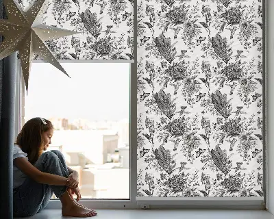 Roller blind for large windows drawn nature pattern