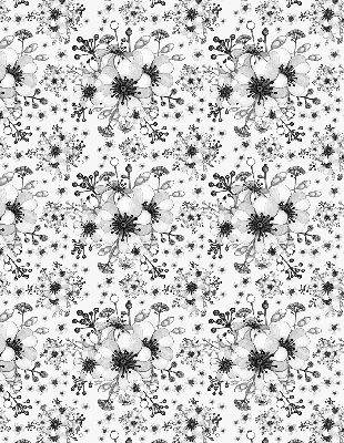 Modern roller blind with drawn flower pattern
