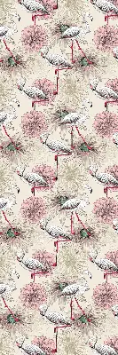Fabric roller blind with white flamingos pattern