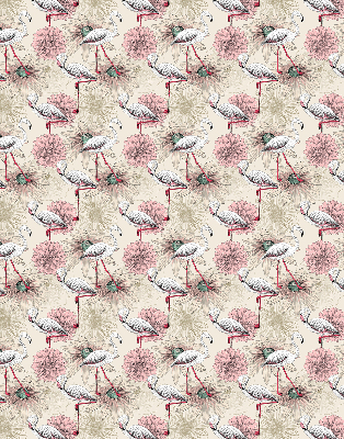 Fabric roller blind White flamingos