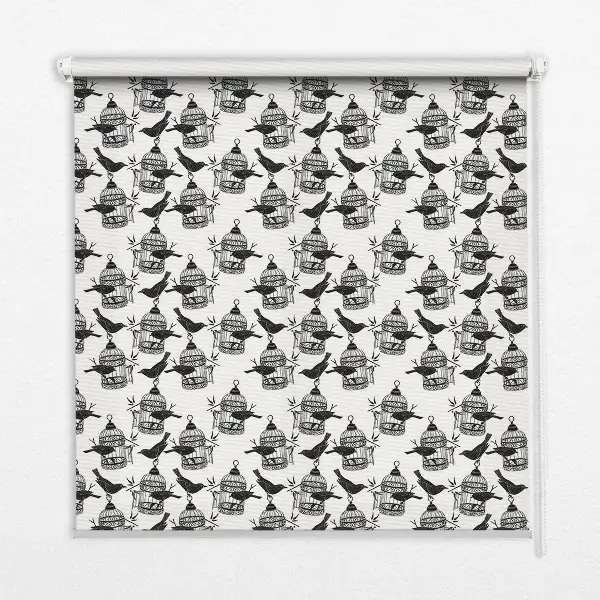 Modern roller blind black ravens print