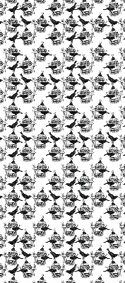 Modern roller blind black ravens print