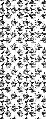 Modern roller blind Black ravens