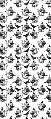 Modern roller blind black ravens print