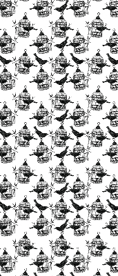 Modern roller blind Black ravens