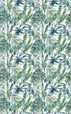 Fabric roller blind with a tropical leaves pattern
