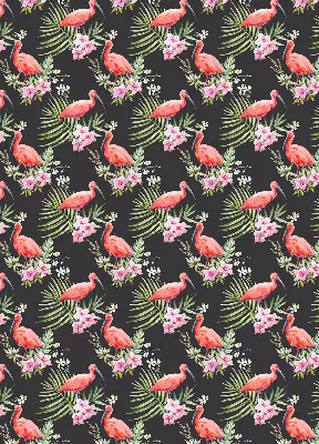 Roller blind for large windows flamingos on plants pattern