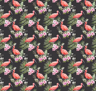Roller blind for large windows flamingos on plants pattern
