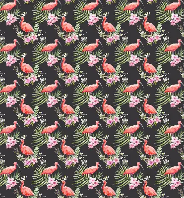 Roller blind for large windows flamingos on plants pattern