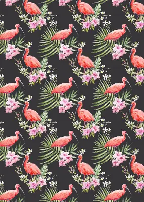 Roller blind for large windows flamingos on plants pattern