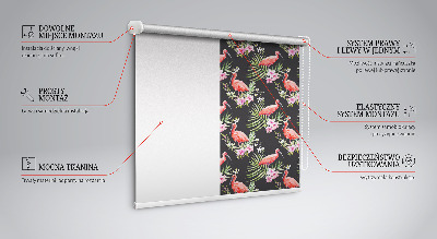 Roller blind for large window Flamingos on plants
