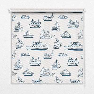 Fabric roller blind with ships pattern