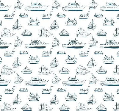 Fabric roller blind with ships pattern