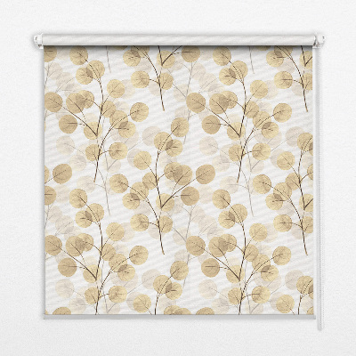 Modern roller blind with yellow branches pattern