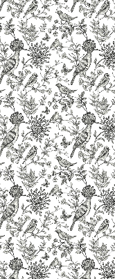 Fabric roller blind Drawn birds and plants
