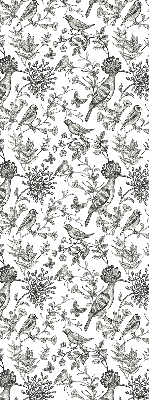 Fabric roller blind Drawn birds and plants