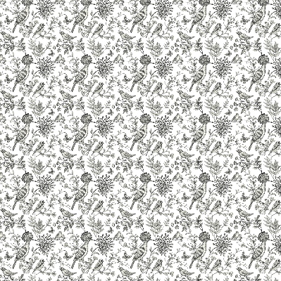 Fabric roller blind Drawn birds and plants
