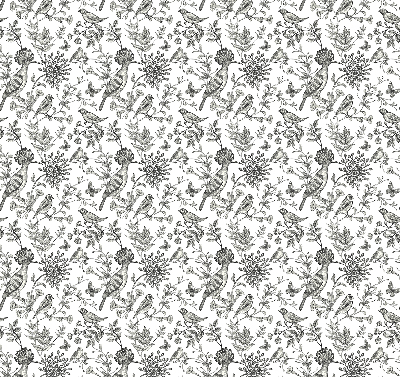 Fabric roller blind Drawn birds and plants
