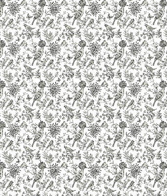 Fabric roller blind Drawn birds and plants