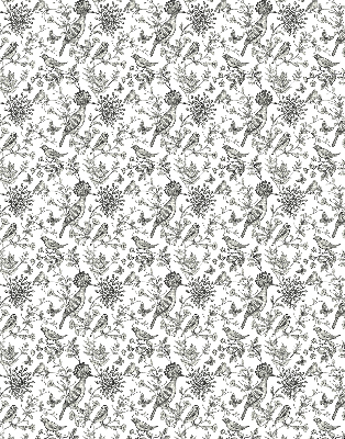Fabric roller blind Drawn birds and plants