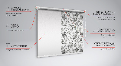 Fabric roller blind Drawn birds and plants