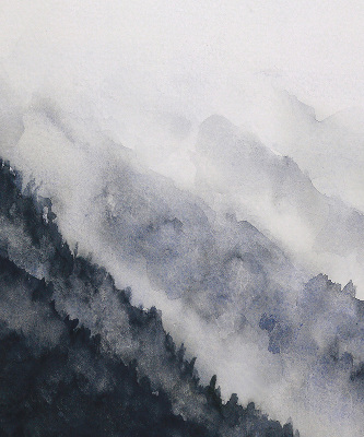 Modern roller blind Misty mountains