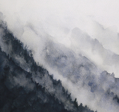 Modern roller blind Misty mountains