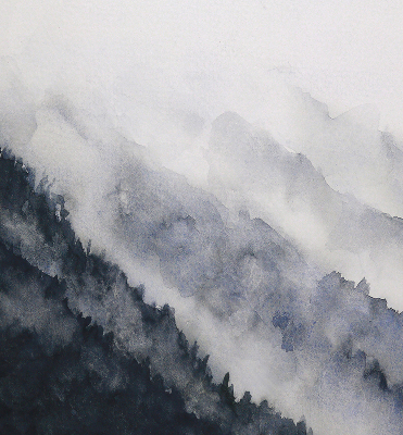 Modern roller blind Misty mountains