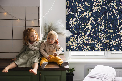 Roller blind for large window flowers pattern