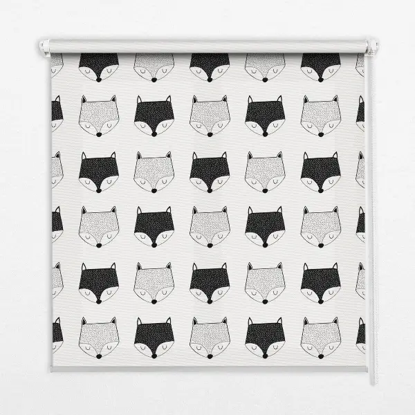 Roller blind with a modern fox head pattern