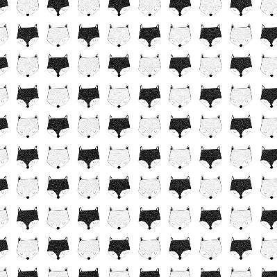 Roller blind with a modern fox head pattern