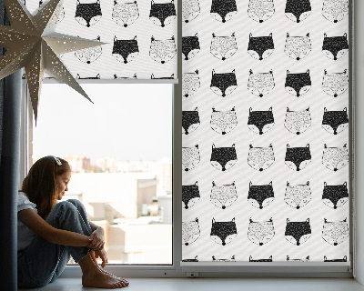 Modern roller blind Drawn fox heads