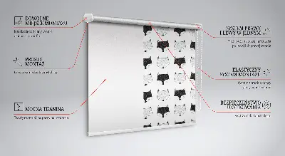 Roller blind with a modern fox head pattern