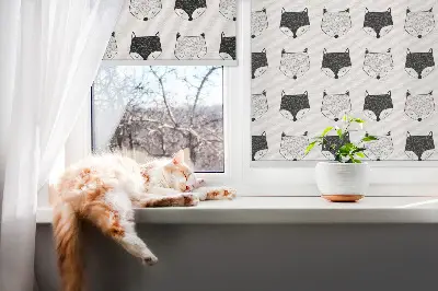Roller blind with a modern fox head pattern
