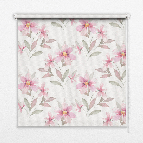 Fabric roller blind Pink flowers